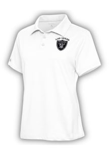Antigua Las Vegas Raiders Womens White Motivated Short Sleeve Polo Shirt
