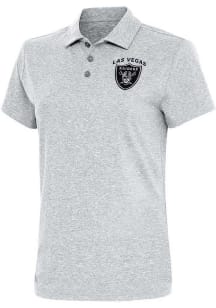 Antigua Las Vegas Raiders Womens Grey Motivated Short Sleeve Polo Shirt