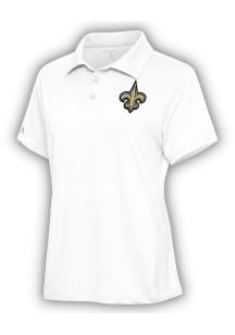 Antigua New Orleans Saints Womens White Motivated Short Sleeve Polo Shirt
