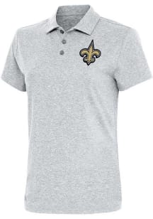 Antigua New Orleans Saints Womens Grey Motivated Short Sleeve Polo Shirt