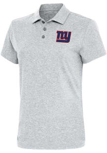 Antigua New York Giants Womens Grey Motivated Short Sleeve Polo Shirt