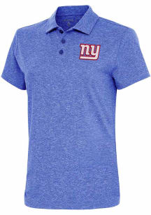 Antigua New York Giants Womens Blue Motivated Short Sleeve Polo Shirt