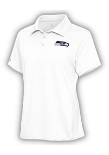 Antigua Seattle Seahawks Womens White Motivated Short Sleeve Polo Shirt