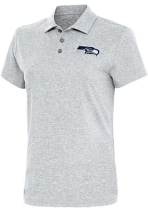 Antigua Seattle Seahawks Womens Grey Motivated Short Sleeve Polo Shirt