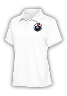 Antigua Edmonton Oilers Womens White Motivated Short Sleeve Polo Shirt