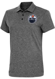 Antigua Edmonton Oilers Womens Black Motivated Short Sleeve Polo Shirt
