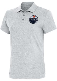 Antigua Edmonton Oilers Womens Grey Motivated Short Sleeve Polo Shirt