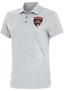Antigua Florida Panthers Womens Grey Motivated Short Sleeve Polo Shirt