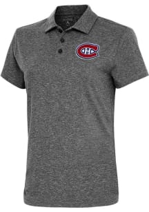 Antigua Montreal Canadiens Womens Black Motivated Short Sleeve Polo Shirt