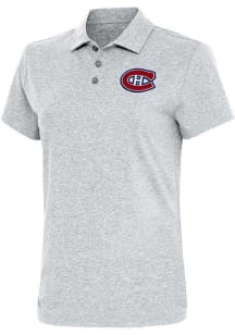 Antigua Montreal Canadiens Womens Grey Motivated Short Sleeve Polo Shirt