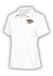 Antigua Nashville Predators Womens White Motivated Short Sleeve Polo Shirt