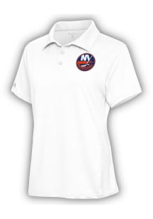 Antigua New York Islanders Womens White Motivated Short Sleeve Polo Shirt