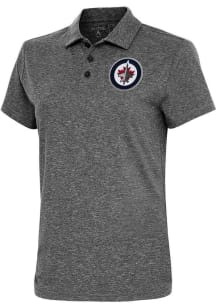 Antigua Winnipeg Jets Womens Black Motivated Short Sleeve Polo Shirt