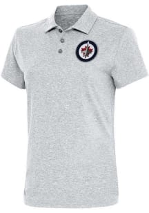 Antigua Winnipeg Jets Womens Grey Motivated Short Sleeve Polo Shirt