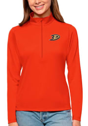 Antigua Anaheim Ducks Womens Orange Tribute 1/4 Zip Pullover