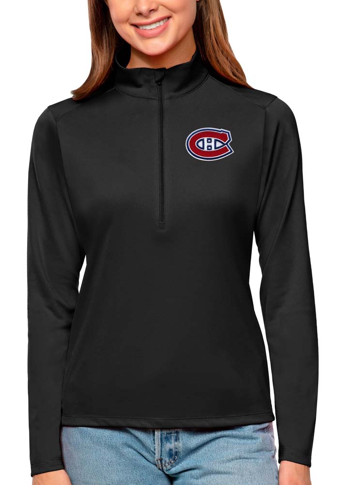 Antigua Montreal Canadiens Womens Black Tribute 1/4 Zip Pullover