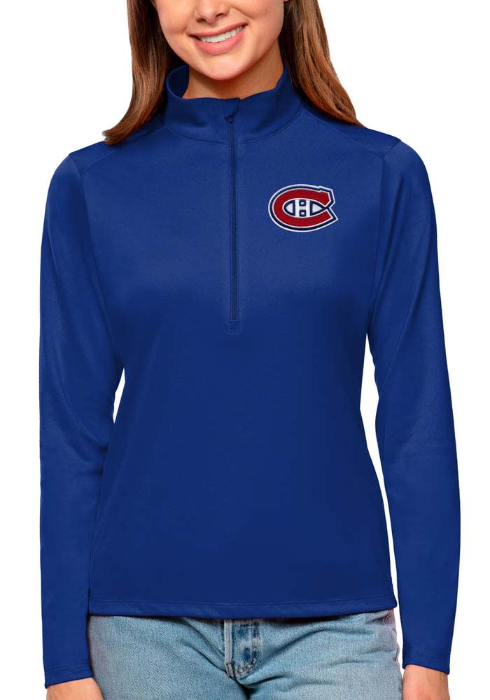 Antigua Montreal Canadiens Womens Blue Tribute 1/4 Zip Pullover