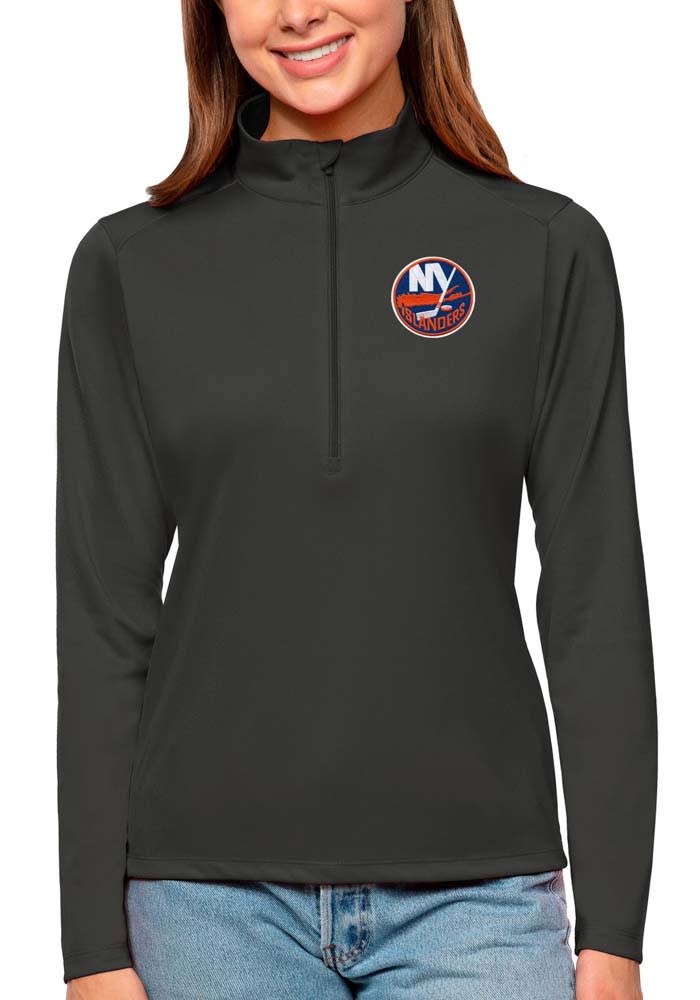 Antigua New York Islanders Womens Grey Tribute 1/4 Zip Pullover