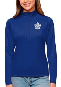 Antigua Toronto Maple Leafs Womens Blue Tribute 1/4 Zip Pullover