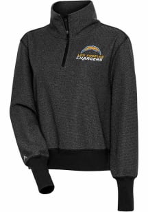 Antigua Los Angeles Chargers Womens Black Upgrade 1/4 Zip Pullover