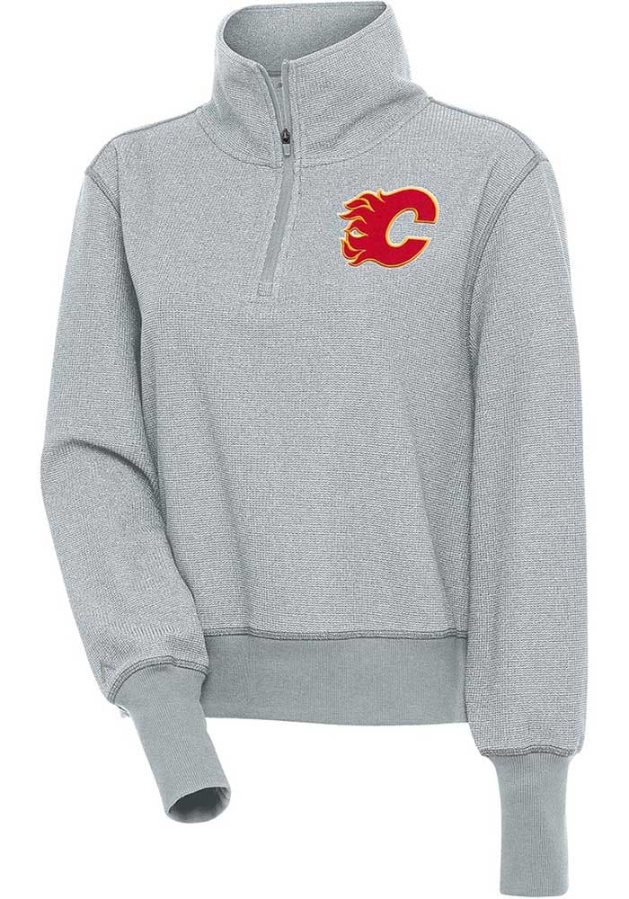Antigua Calgary Flames Grey Legacy Long Sleeve Full Zip Jacket, Grey, 100% POLYESTER, Size S, Rally House