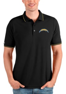 Antigua Los Angeles Chargers Mens Black Affluent Short Sleeve Polo