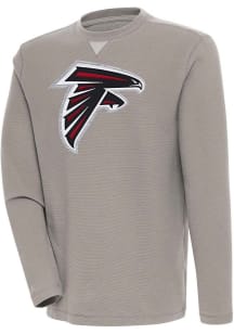 Antigua Atlanta Falcons Mens Oatmeal Flier Bunker Long Sleeve Crew Sweatshirt