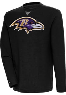Antigua Baltimore Ravens Mens Black Flier Bunker Long Sleeve Crew Sweatshirt
