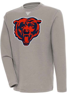 Antigua Chicago Bears Mens Oatmeal Flier Bunker Long Sleeve Crew Sweatshirt