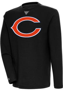 Antigua Chicago Bears Mens Black Flier Bunker Long Sleeve Crew Sweatshirt