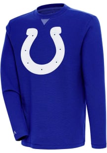 Antigua Indianapolis Colts Mens Blue Flier Bunker Long Sleeve Crew Sweatshirt