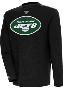 Antigua New York Jets Mens Black Flier Bunker Long Sleeve Crew Sweatshirt