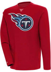 Antigua Tennessee Titans Mens Red Flier Bunker Long Sleeve Crew Sweatshirt