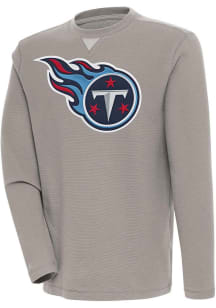 Antigua Tennessee Titans Mens Oatmeal Flier Bunker Long Sleeve Crew Sweatshirt