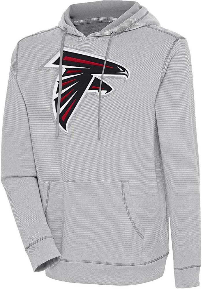 Antigua Atlanta Falcons Grey Axe Bunker Long Sleeve Hoodie, Grey, 86% Cotton / 11% Polyester / 3% SPANDEX, Size 2XL, Rally House