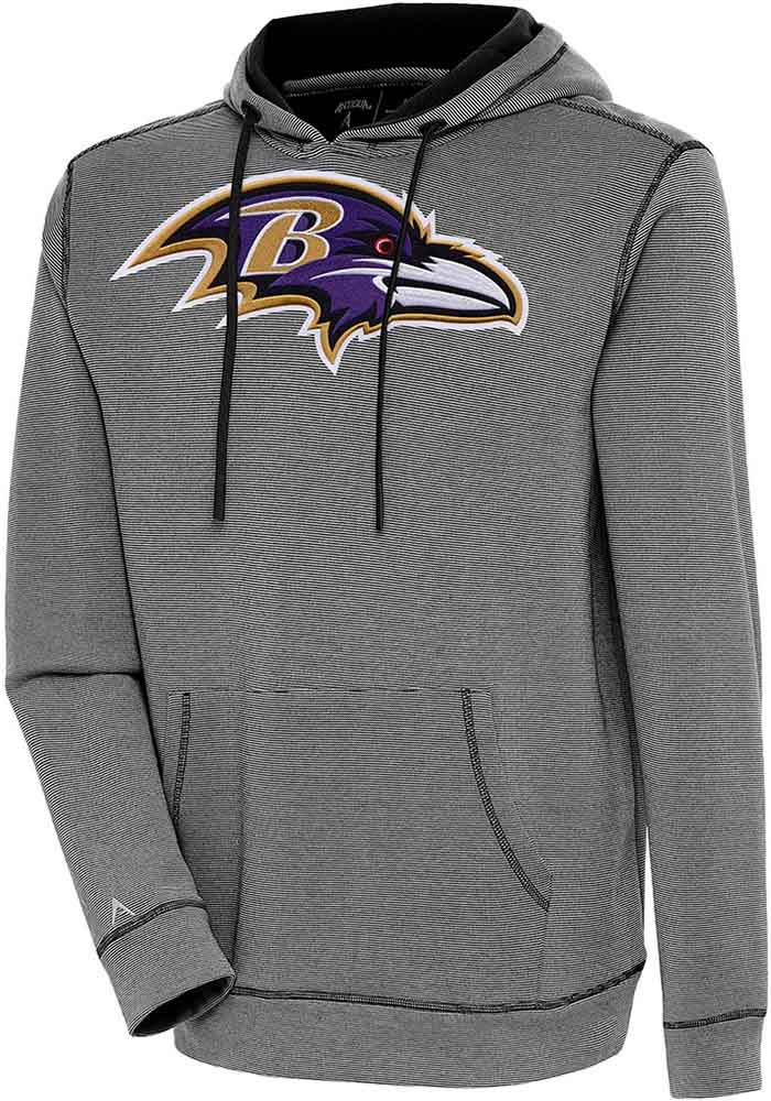 Antigua Baltimore Ravens Grey Axe Bunker Long Sleeve Hoodie, Grey, 86% Cotton / 11% Polyester / 3% SPANDEX, Size XL, Rally House