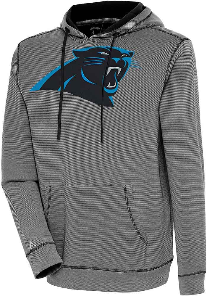 Antigua Carolina Panthers Black Axe Bunker Long Sleeve Hoodie, Black, 86% Cotton / 11% Polyester / 3% SPANDEX, Size XL, Rally House