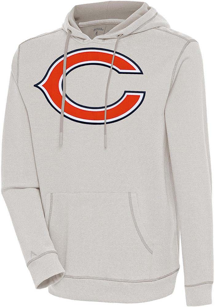 Antigua Chicago Bears Oatmeal Axe Bunker Long Sleeve Hoodie, Oatmeal, 86% Cotton / 11% Polyester / 3% SPANDEX, Size S, Rally House