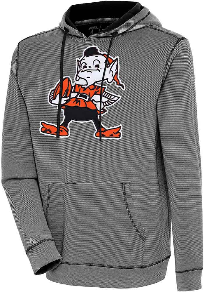 Antigua Cleveland Browns Grey Axe Bunker Long Sleeve Hoodie, Grey, 86% Cotton / 11% Polyester / 3% SPANDEX, Size 2XL, Rally House