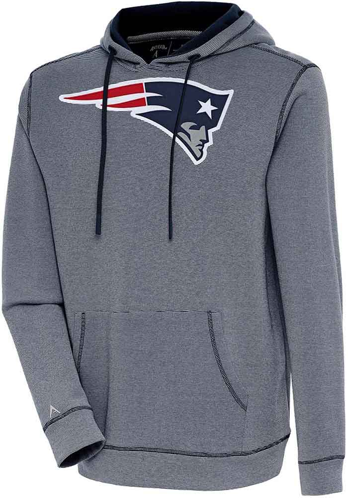 Antigua New England Patriots Women's Navy Blue Axe Bunker Hooded Sweatshirt, Navy Blue, 86% Cotton / 11% Polyester / 3% SPANDEX, Size XL, Rally House