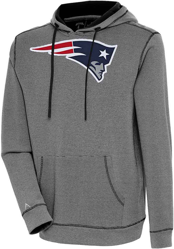 Antigua New England Patriots Black Axe Bunker Long Sleeve Hoodie, Black, 86% Cotton / 11% Polyester / 3% SPANDEX, Size S, Rally House