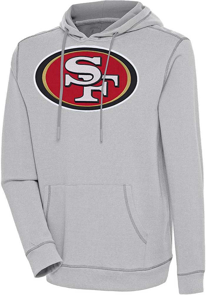 Antigua San Francisco 49ers Red Axe Bunker Long Sleeve Hoodie, Red, 86% Cotton / 11% Polyester / 3% SPANDEX, Size L, Rally House