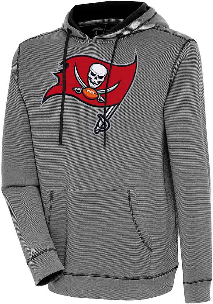 Antigua Tampa Bay Buccaneers Black Axe Bunker Long Sleeve Hoodie, Black, 86% Cotton / 11% Polyester / 3% SPANDEX, Size 2XL, Rally House