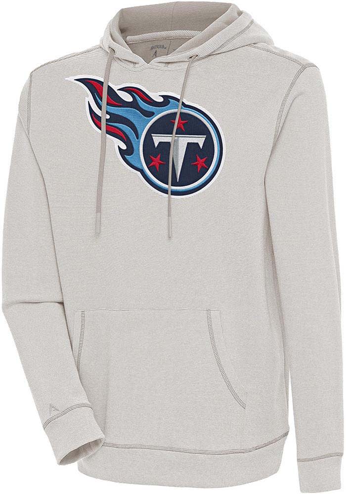 Antigua Tennessee Titans Oatmeal Axe Bunker Long Sleeve Hoodie, Oatmeal, 86% Cotton / 11% Polyester / 3% SPANDEX, Size L, Rally House