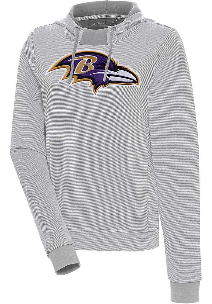 Antigua Baltimore Ravens Grey Axe Bunker Long Sleeve Hoodie, Grey, 86% Cotton / 11% Polyester / 3% SPANDEX, Size XL, Rally House