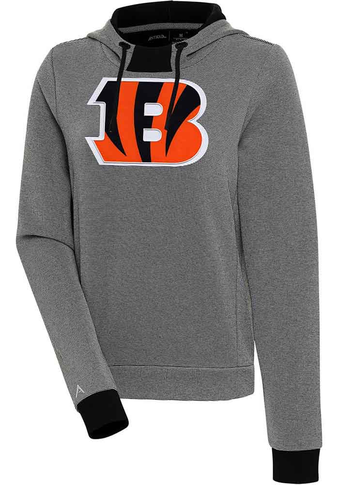 Antigua Cincinnati Bengals Black Axe Bunker Long Sleeve Hoodie, Black, 86% Cotton / 11% Polyester / 3% SPANDEX, Size M, Rally House