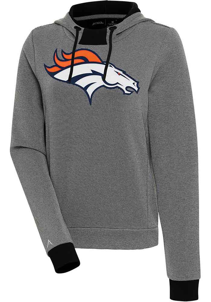 Antigua Denver Broncos Black Axe Bunker Long Sleeve Hoodie, Black, 86% Cotton / 11% Polyester / 3% SPANDEX, Size 2XL, Rally House