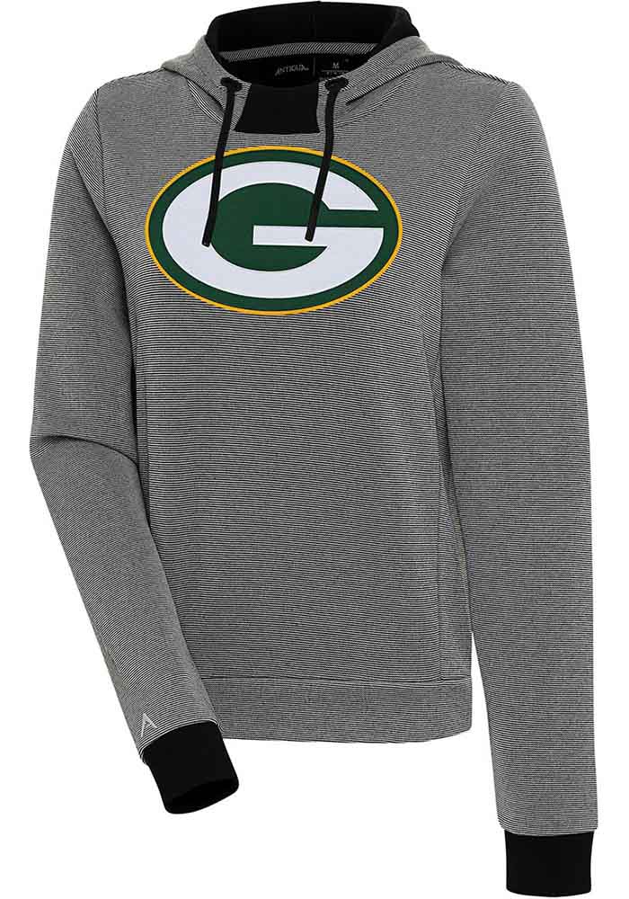 Antigua Green Bay Packers Women's Grey Axe Bunker Hooded Sweatshirt, Grey, 86% Cotton / 11% Polyester / 3% SPANDEX, Size S, Rally House