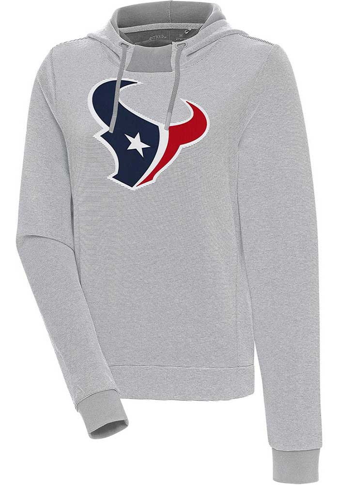 Antigua Houston Texans Women's Grey Axe Bunker Hooded Sweatshirt, Grey, 86% Cotton / 11% Polyester / 3% SPANDEX, Size M, Rally House