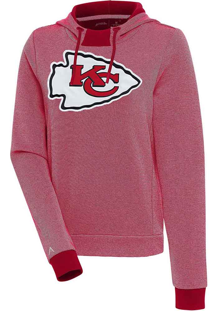 Antigua Kansas City Chiefs Women's Red Axe Bunker Hooded Sweatshirt, Red, 86% Cotton / 11% Polyester / 3% SPANDEX, Size XL, Rally House